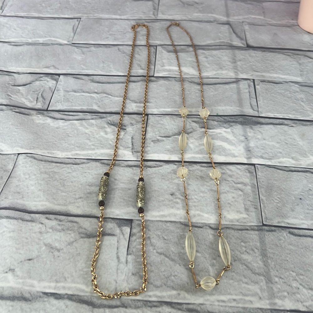 Sarah Coventry bundle of 2 gold tone beaded necklaces